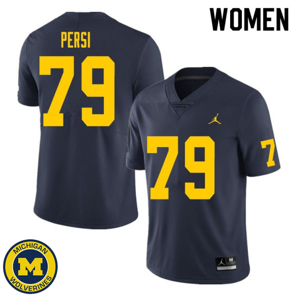 Womens Michigan Wolverines #79 Jeffrey Persi Navy Alumni Jersey